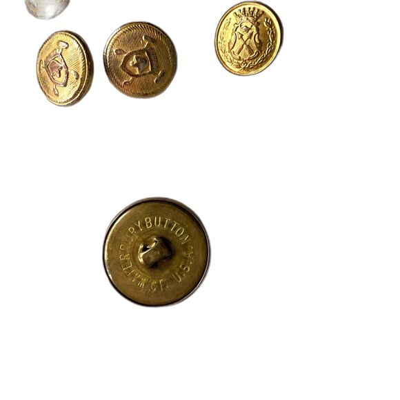 Ralph Lauren Crest Blazer Buttons  Vtg. Gold Tone 1 marked Waterbury Replacement - Picture 2 of 6